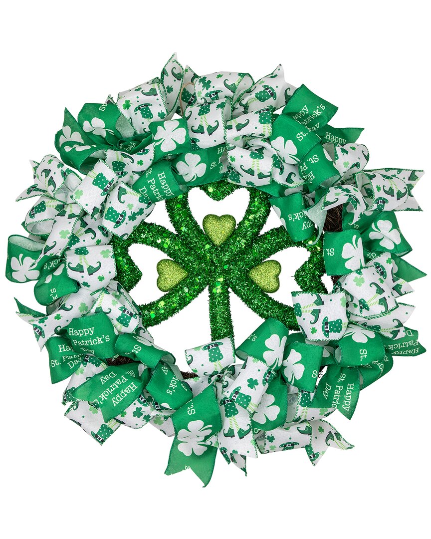 NORTHLIGHT NORTHLIGHT 24IN SHAMROCKS & RIBBONS ST. PATRICK'S DAY WREATH