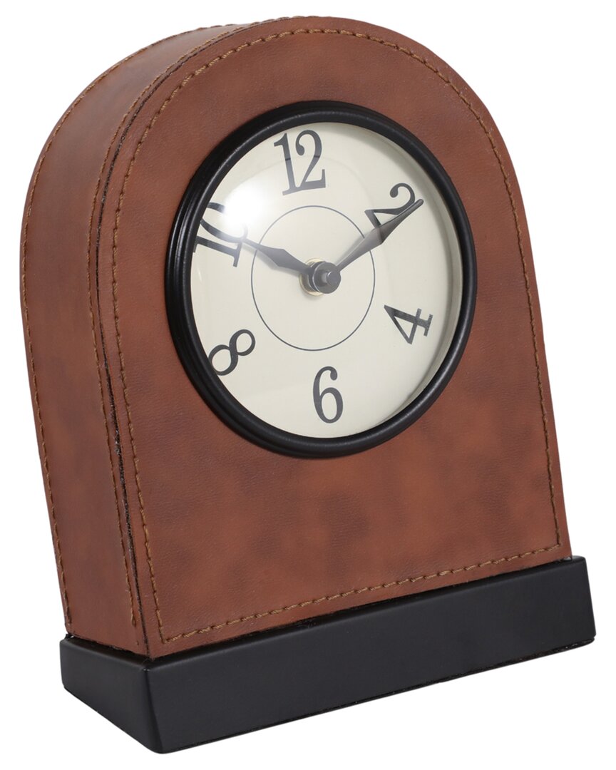 Sagebrook Home 8x6 Faux Leather Arched Table Clock