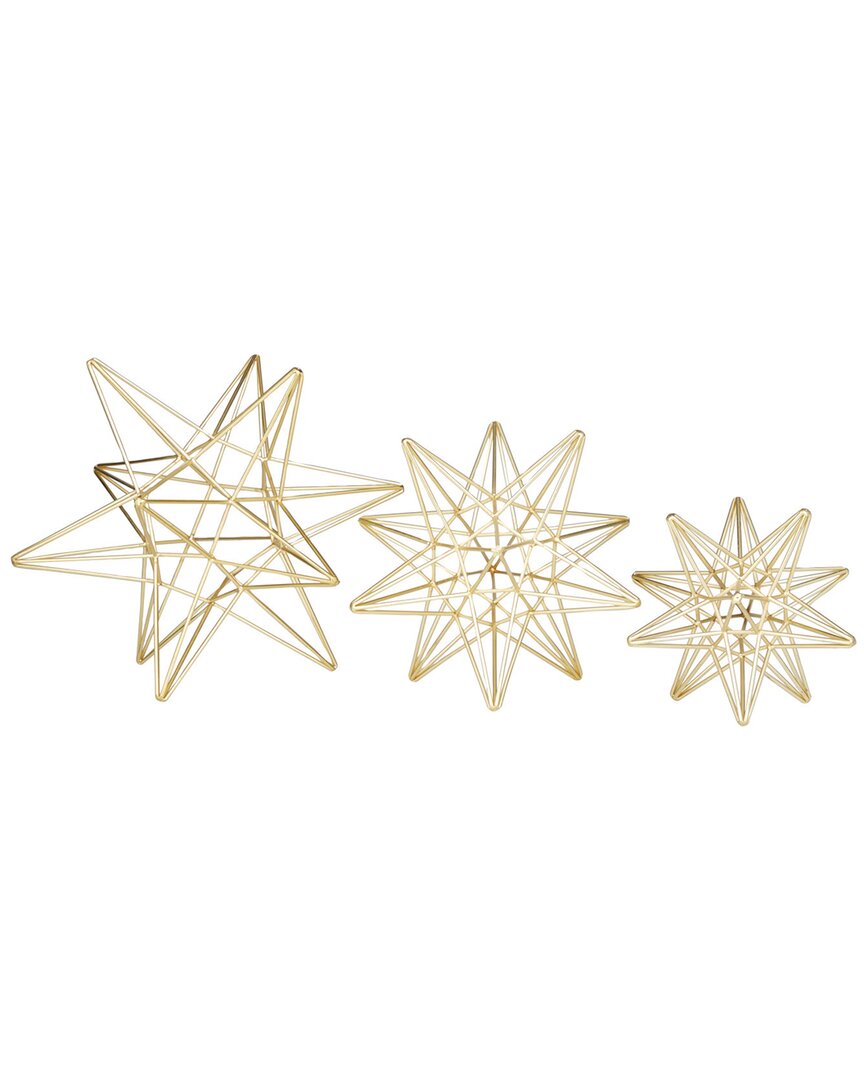 Cosmoliving By Cosmopolitan Set Of 3 Decorative Stars In Gold