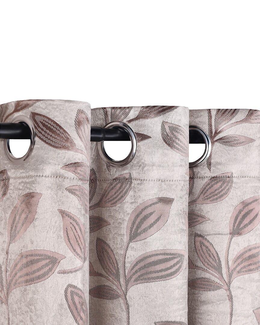 Superior 26x63 Leaves Modern Bohemian Blackout 2pc Curtain Panel Set In Brown