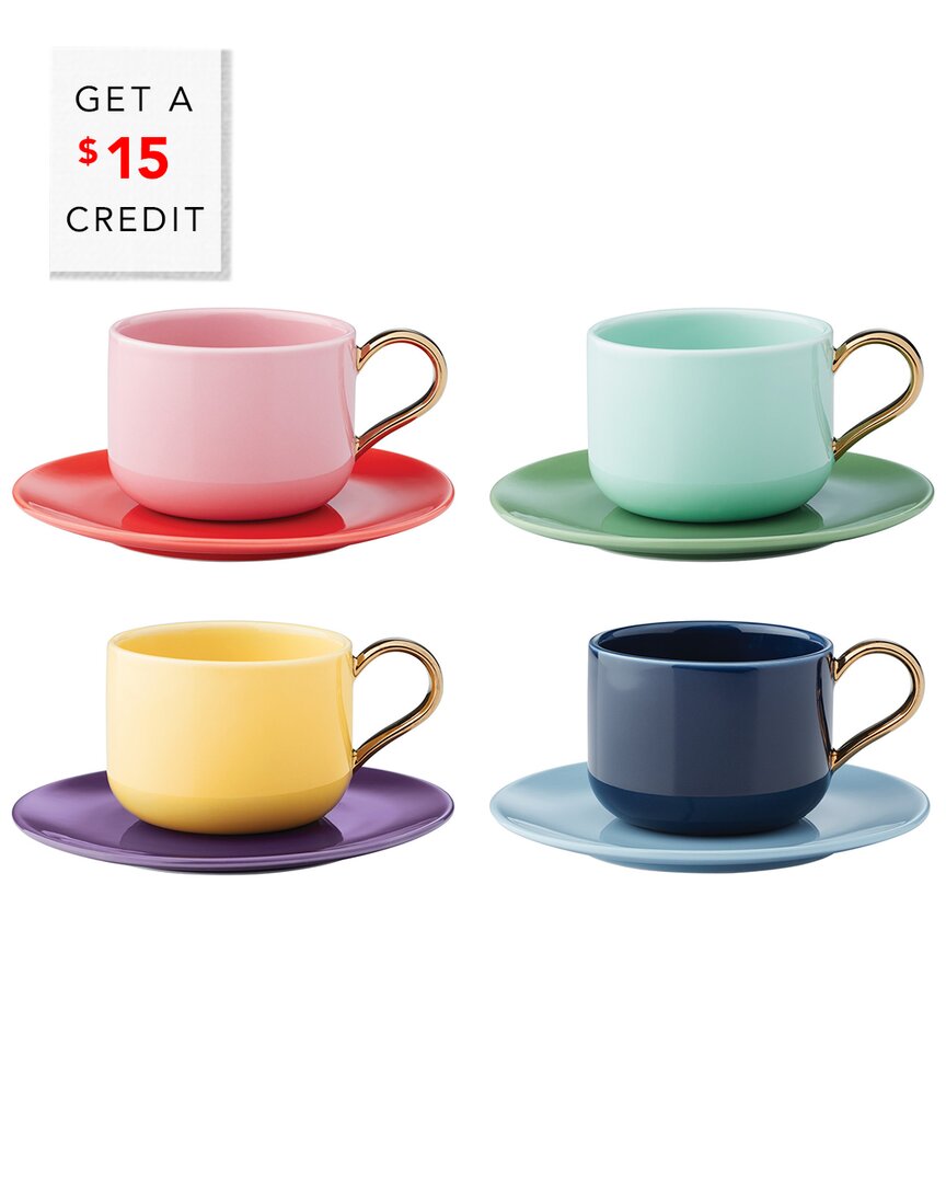 Kate Spade New York Make It Pop 8pc Cup & Saucer Set In Multi