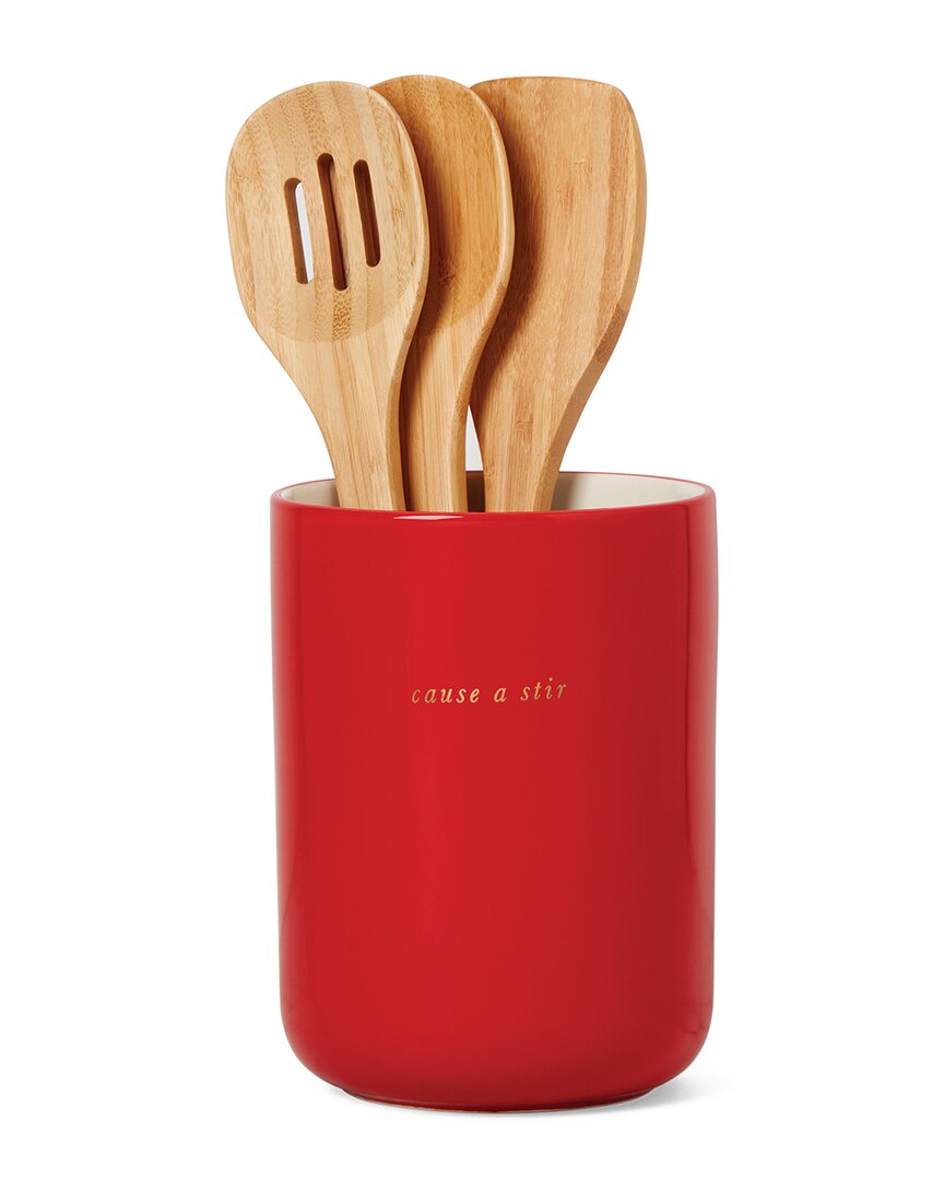 Kate Spade New York Make It Pop Apple Crock With Servers In Red