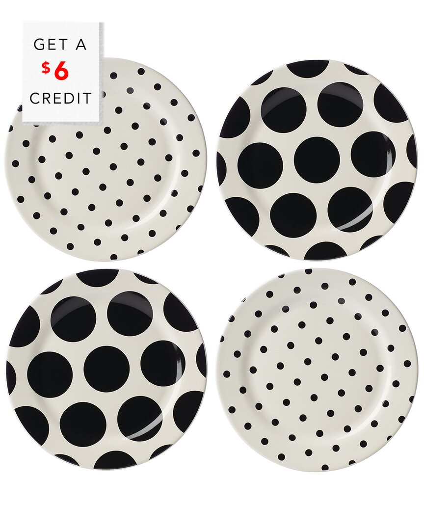 Kate Spade New York Set Of 4 On The Dot Assorted Accent Plates In White