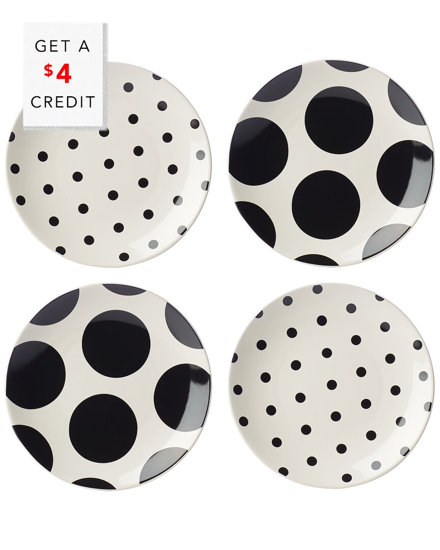 Kate Spade New York Set Of 4 On The Dot Assorted Tidbit Plates In White