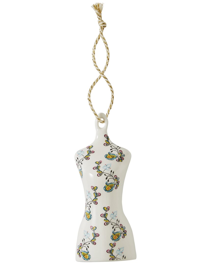 Spode Kit Kemp Psycho Sprig Blue Ornament In White