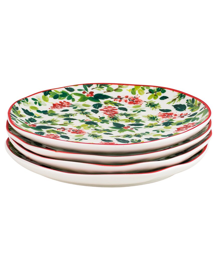 10 Strawberry Street Set Of 4 Bella Appetizer Plates In Green