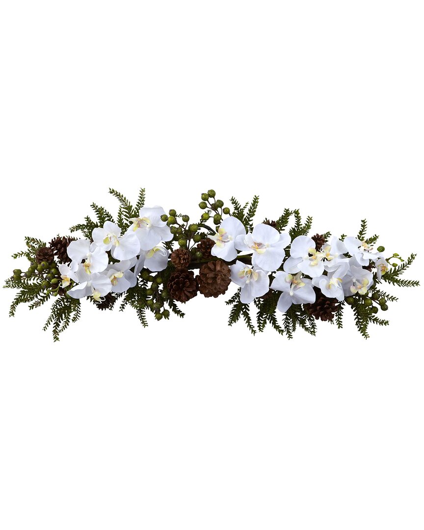 NEARLY NATURAL NEARLY NATURAL 30IN PHALAENOPSIS ORCHID & PINE SWAG