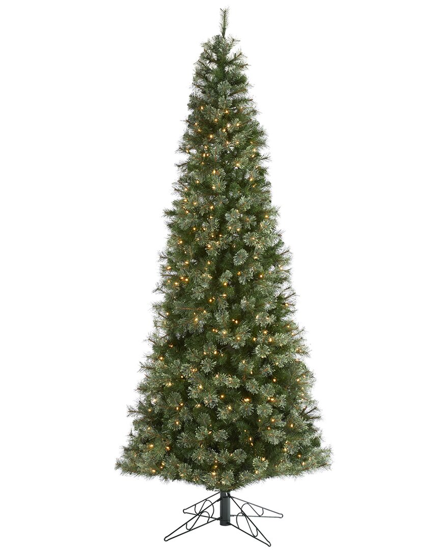 Nearly Natural 10ft Cashmere Slim Artificial Christmas Tree In Green