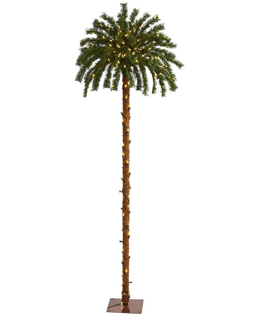Nearly Natural 6ft Christmas Palm Artificial Tree With 200 Warm Lights In Green