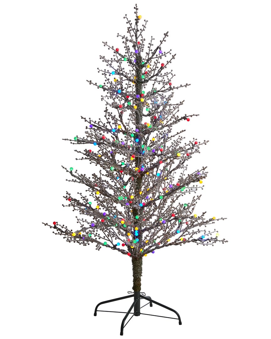 Nearly Natural 5ft Frosted Berry Twig Artificial Christmas Tree In Green