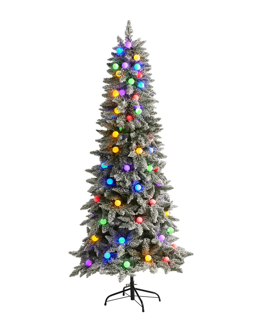 Nearly Natural 6.5ft Flocked British Columbia Mountain Fir Artificial  Christmas Tree In Green