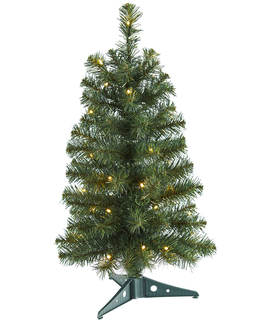 Nearly Natural 2ft Green Artificial Christmas Tree With 35 Led Lights In Green