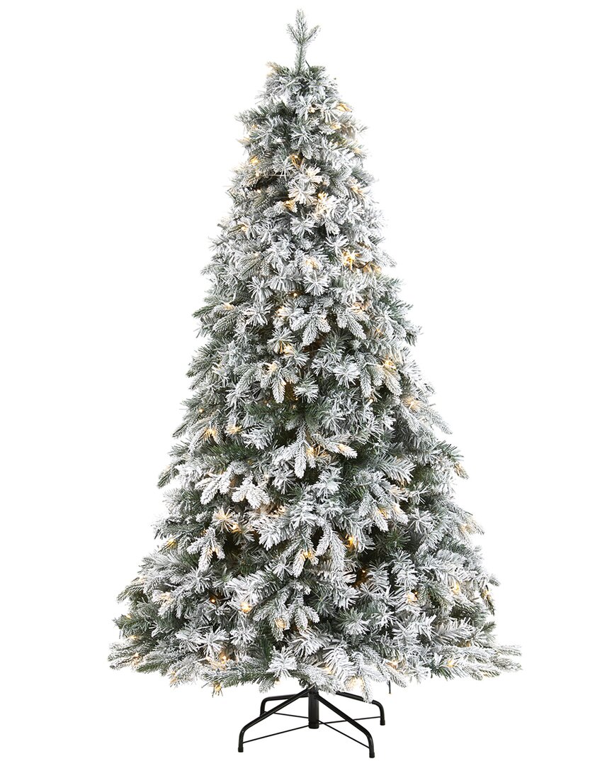 Nearly Natural 5ft Flocked Vermont Mixed Pine Artificial Christmas Tree In Green