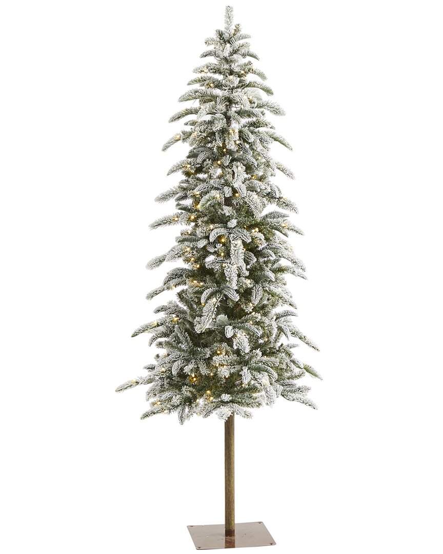 Shop Nearly Natural 6.5ft Flocked Washington Alpine Christmas Artificial Christmas  Tree In Green