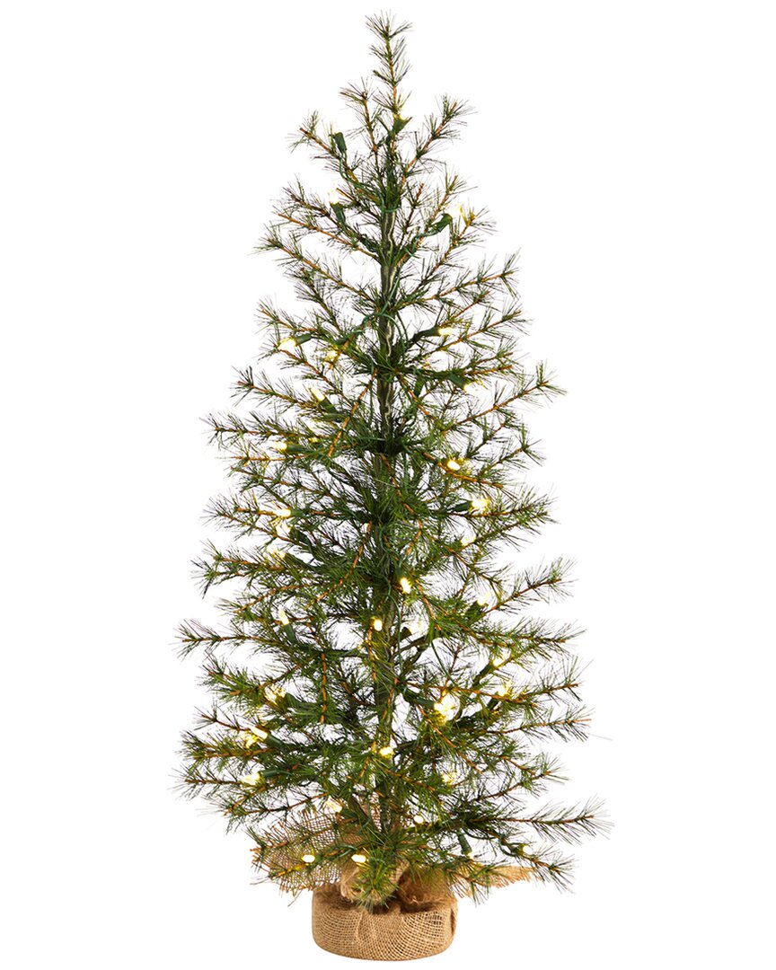 Nearly Natural 3ft Artificial Christmas Tree With 50 Clear Led Lights In Green