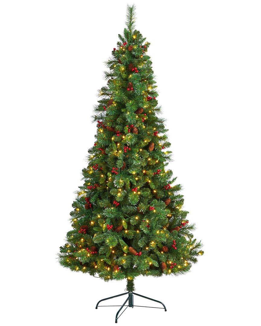 Nearly Natural 7ft Flat Back Montreal Mountain Pine Artificial Christmas Tree In Green