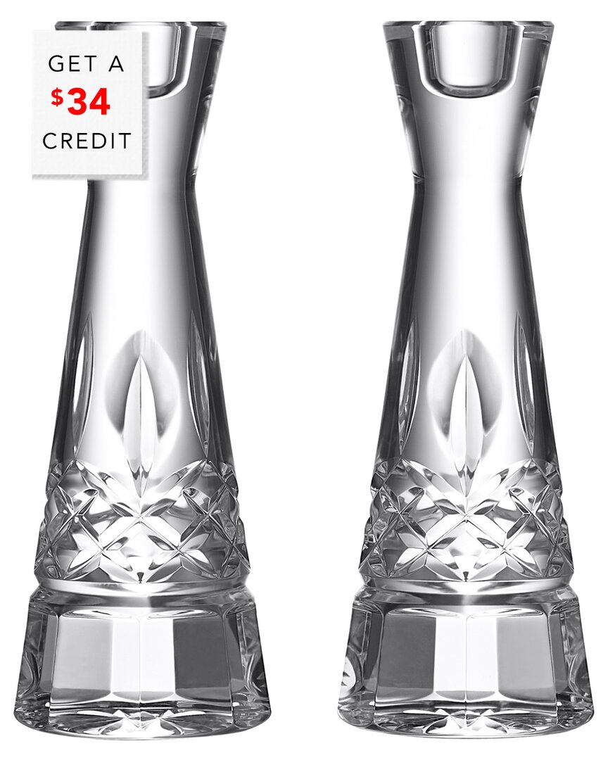 Waterford Set Of 2 Lismore Essence Candlesticks (25cm)