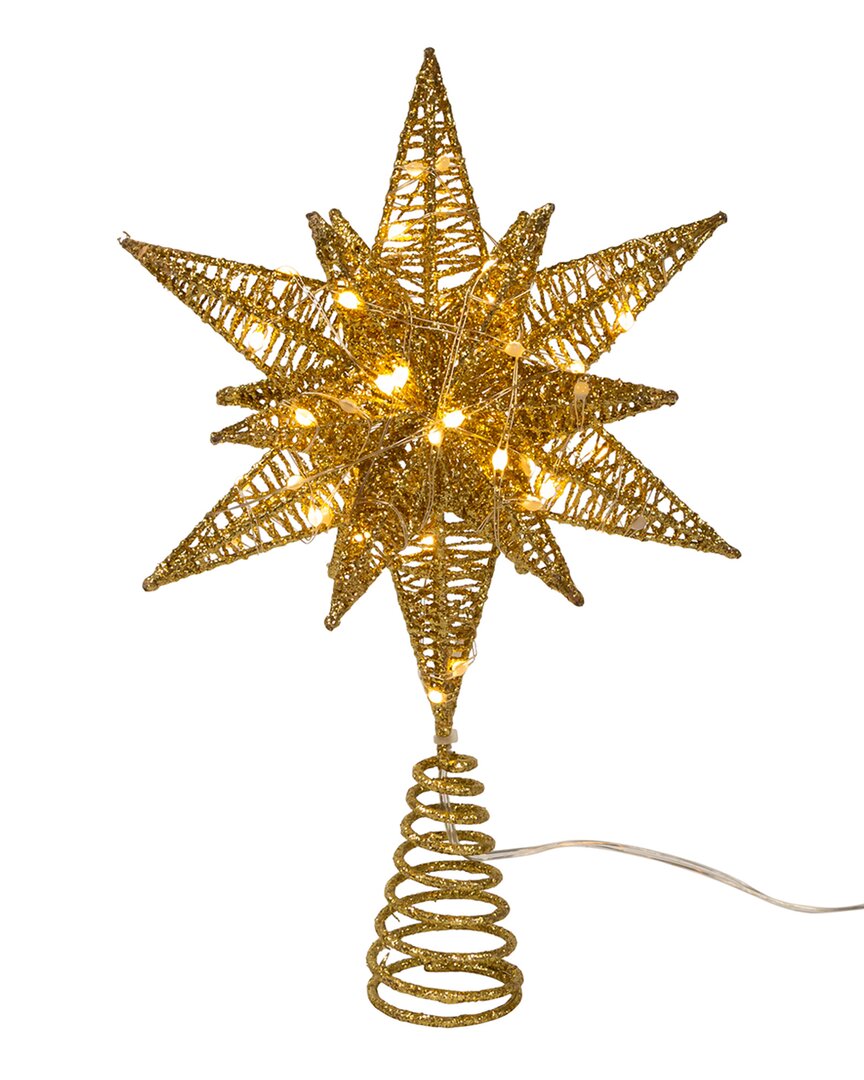 Kurt Adler 11in Pre-lit Twinkling Led 60-light Gold Starburst Tree Topper In Gold