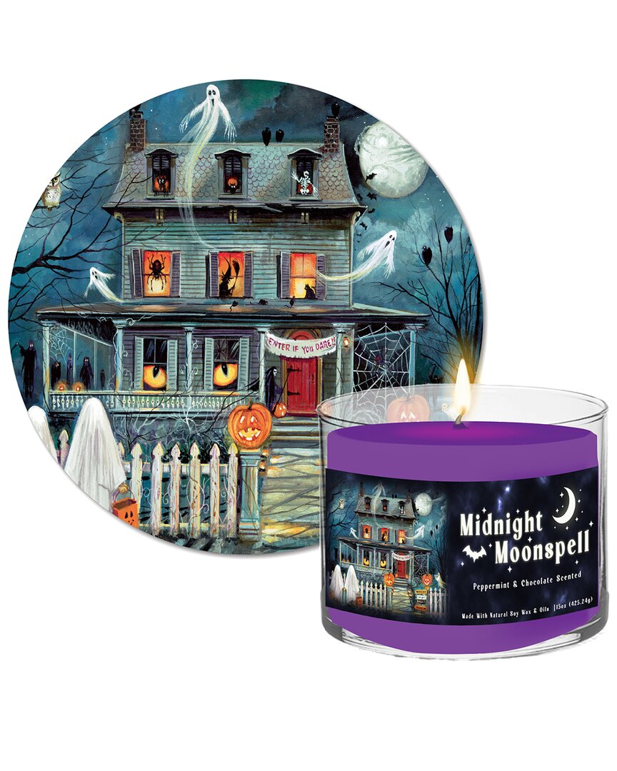 Courtside Market Wall Decor Courtside Market Midnight Moonspell Soy Candle & Haunted House Artboard Set In Multicolor