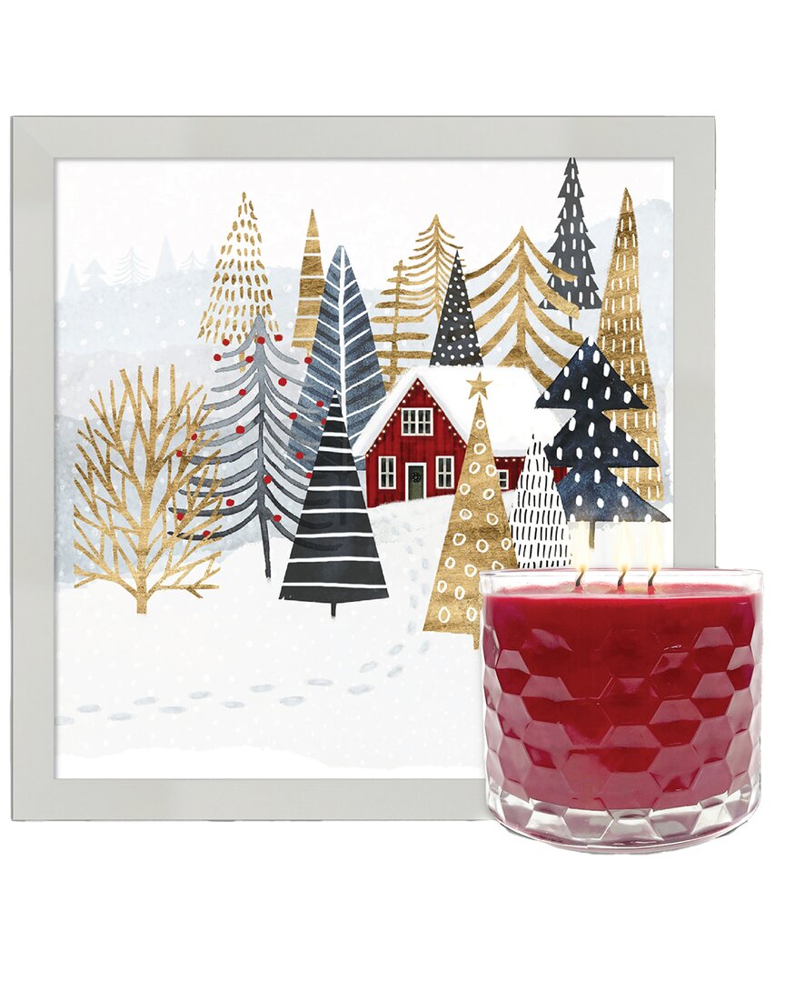 Shop Courtside Market Wall Decor Courtside Market Holiday Chateau Framed Artboard & Winter Cranberry Soy Candle Set In Multicolor