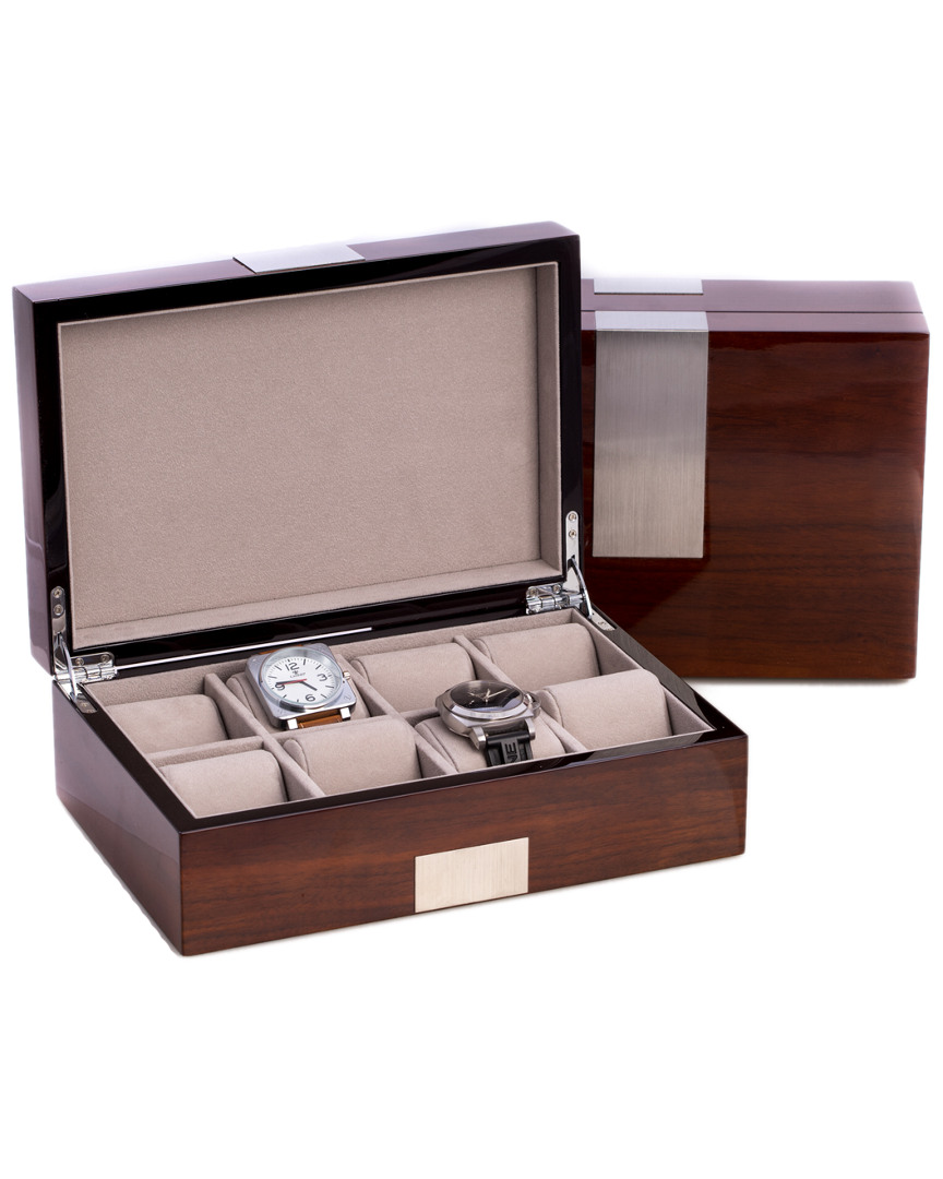 Bey-berk Lacquered Watch Valet Box With Cufflink Holder