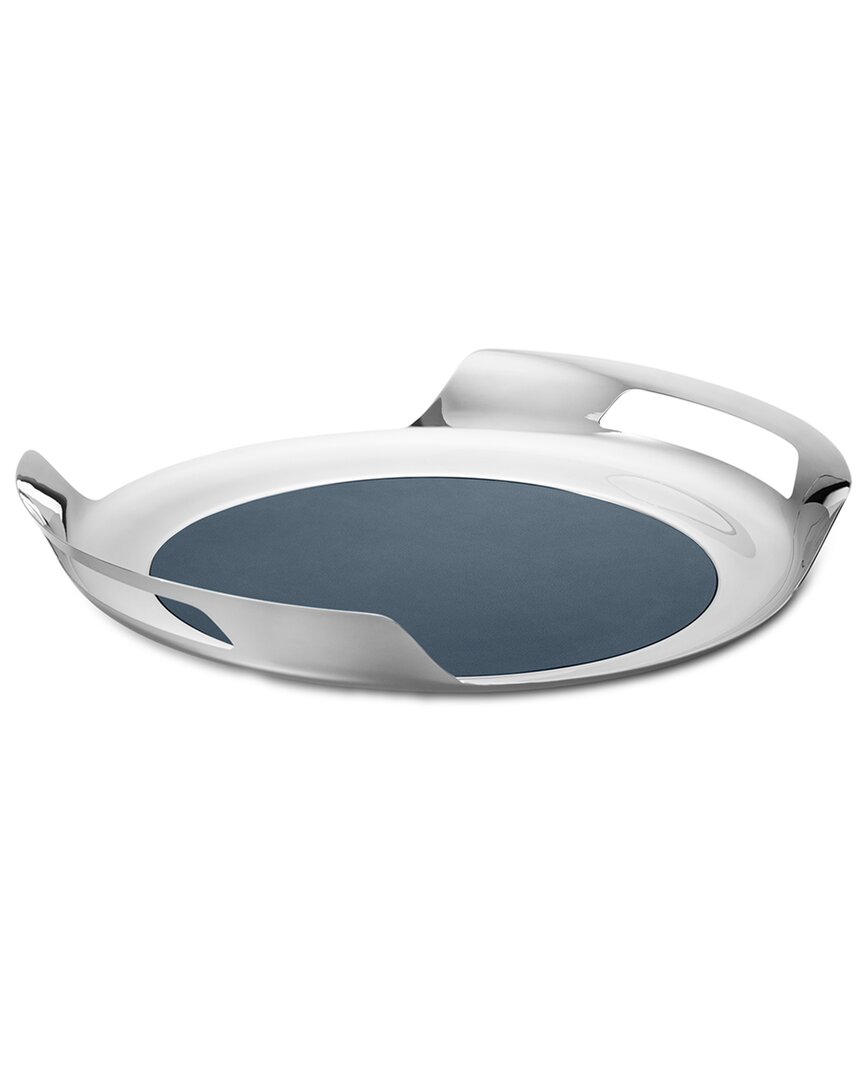 Georg Jensen Helix Leather Inlay Tray In Silver