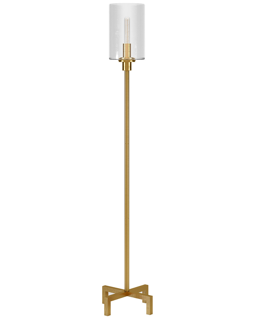 Abraham + Ivy Panos Brass Floor Lamp With Seeded Glass Shade In Gold