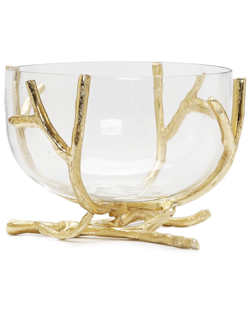 Shop Alice Pazkus Large Gold Twig Base With Removable Glass Bowl