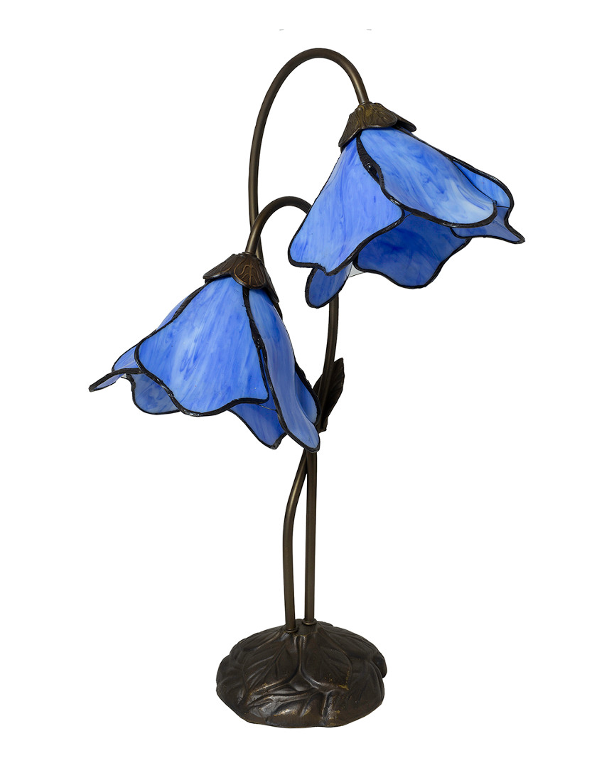 Dale Tiffany Poelking 2-light Blue Lily Table Lamp