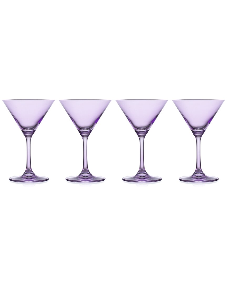 Godinger Set Of 4 Veneto Amethyst Martini Glasses