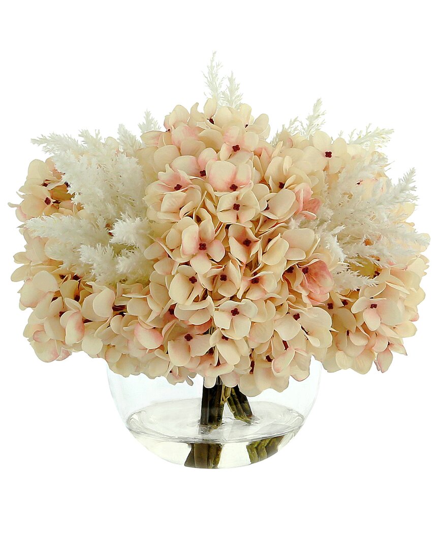 Creative Displays Cream/pink Hydrangea Floral Arrangement Featuring White Pampas