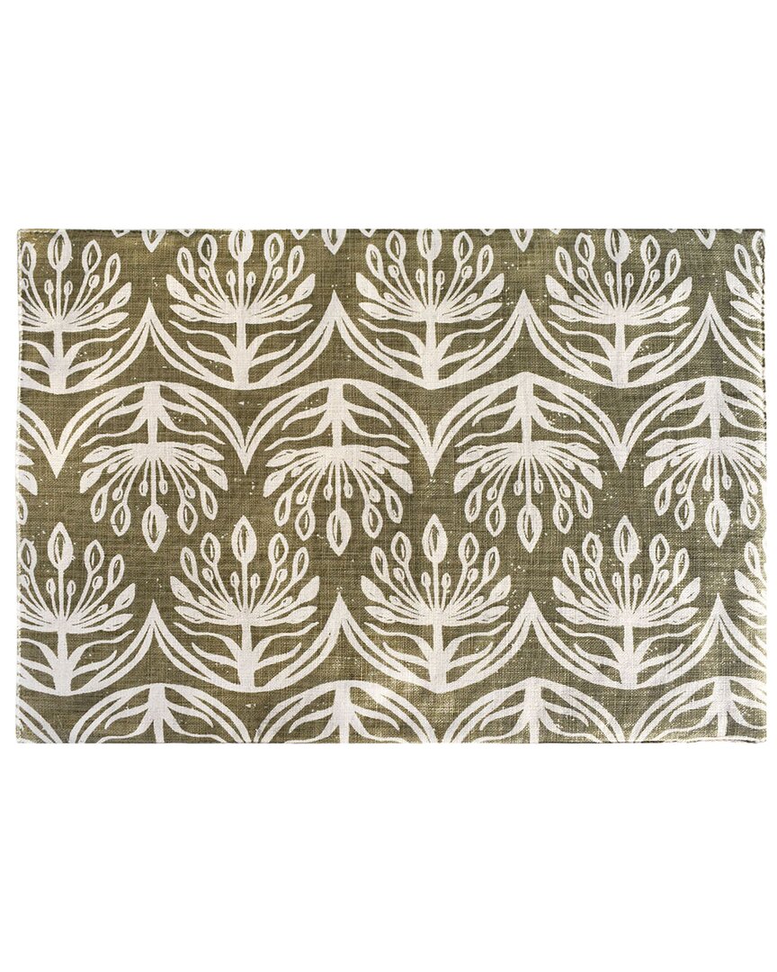 French Home Set Of 4 Botanical Placemats In Green