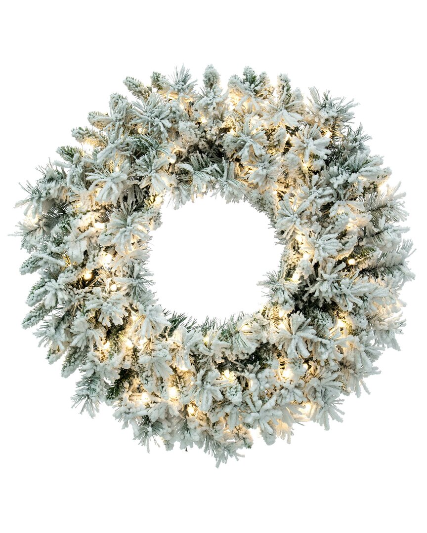 Vickerman 36in Flocked Snow Ridge Artificial Christmas Wreath In Green