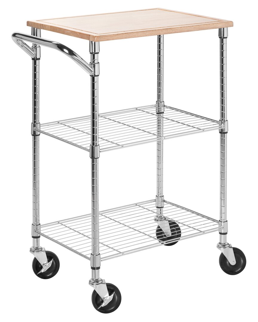 Honey-can-do Rolling Kitchen Cart With Cutting Board In Metallic
