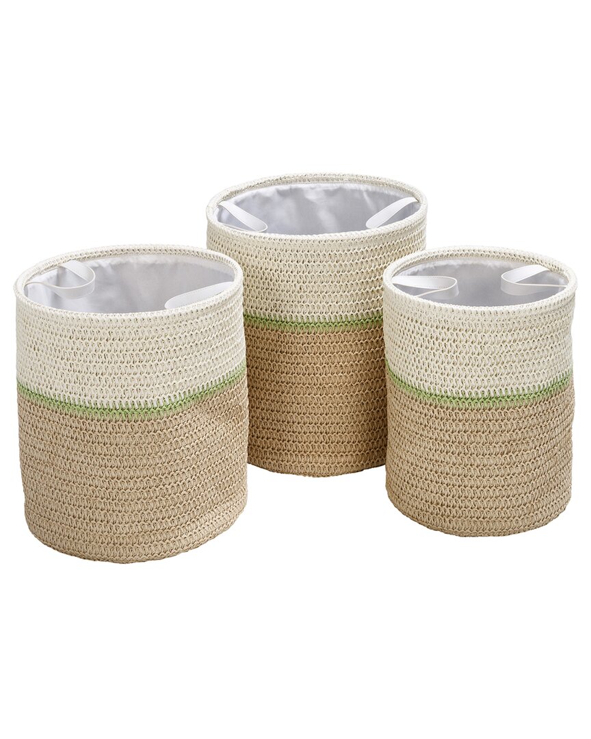 Honey-can-do Set Of 3 Small Nesting Paper Straw Baskets With Handles In Natural