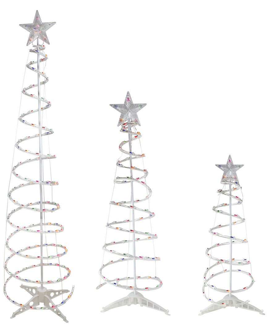 NORTHLIGHT NORTHLIGHT SET OF 3 LIGHTED SPIRAL CHRISTMAS TREES