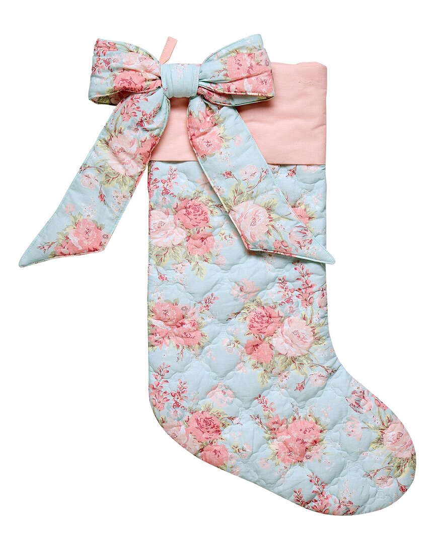 Peking Handicraft Quilted Printed Michaela Bow Stocking In Blue