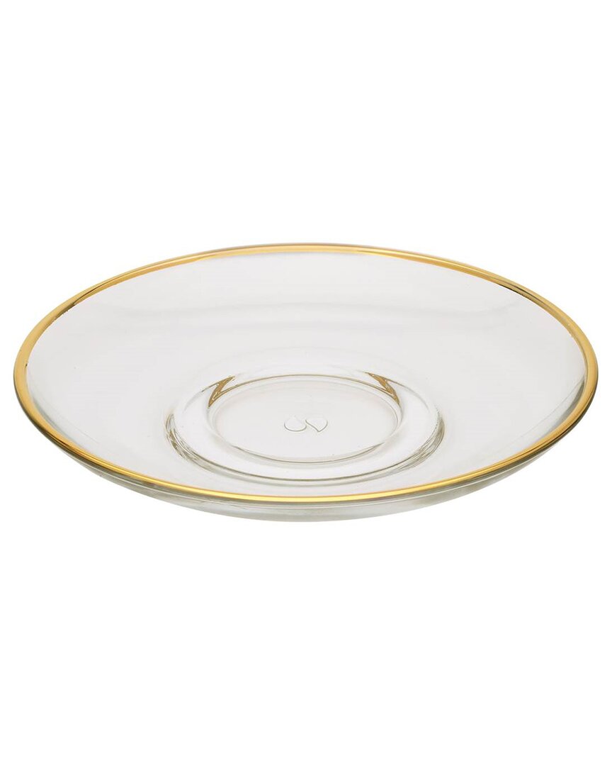 Alice Pazkus Set Of 6 Glass Plates With Gold Rim In Gold