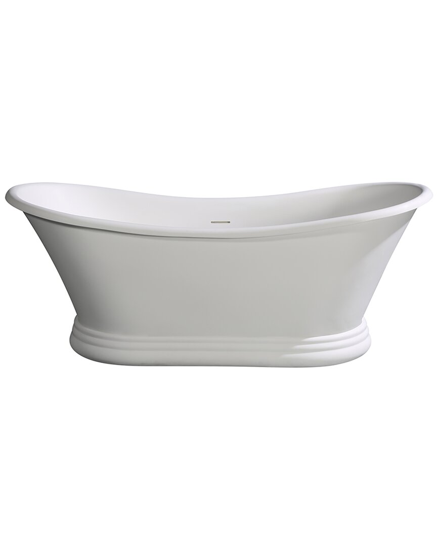 Alfi 67in White Matte Pedestal Solid Surface Resin Bathtub