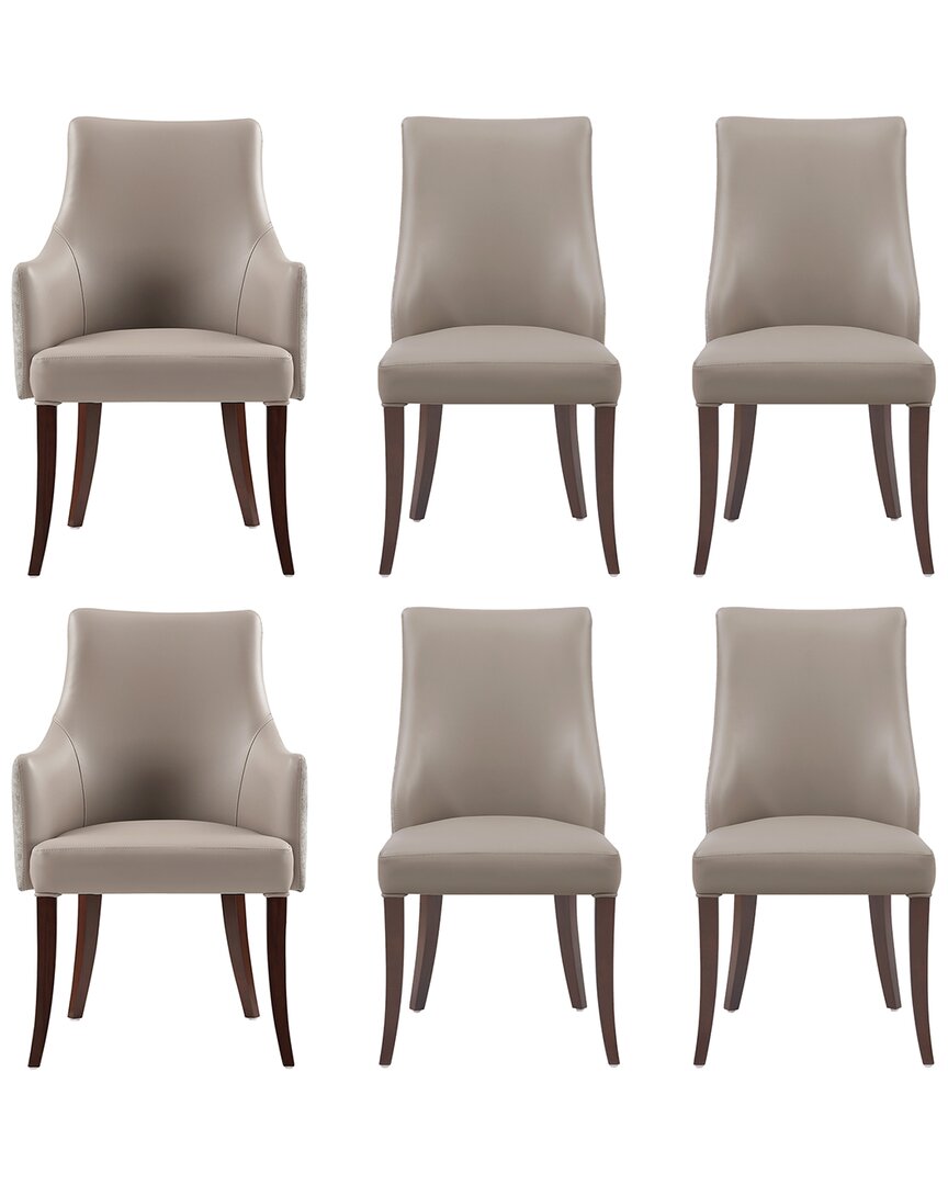 Manhattan Comfort 6-piece Connie Taupe Leatherette In Gray