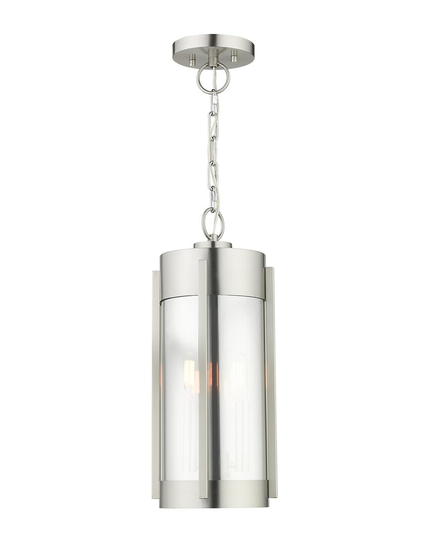 Livex Lighting 2-light Brushed Nickel Outdoor Pendant Lantern