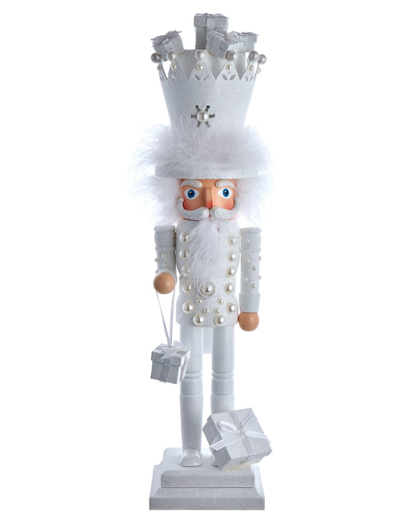 Kurt Adler 18in Hollywood King Nutcracker With Gifts In White