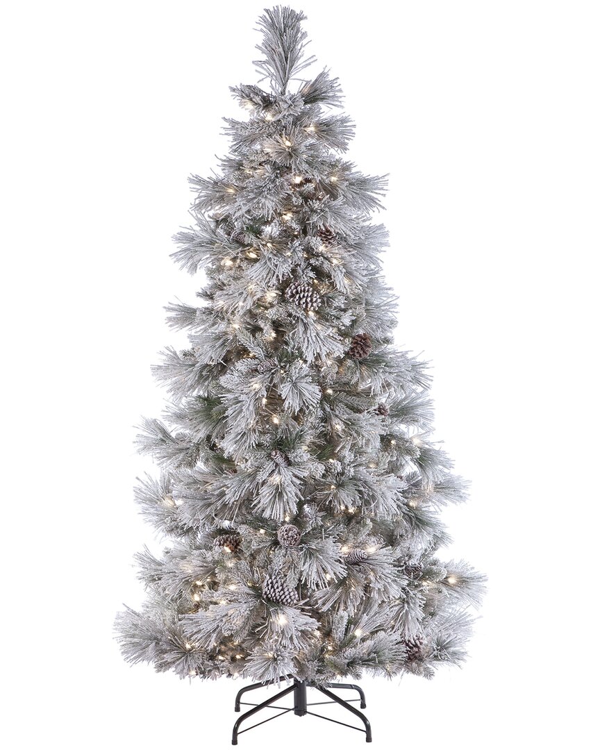Sterling Tree Company 7ft Pre-lit Lightly Flocked Snowbell Pine With 450 Twinkle Lights In Green