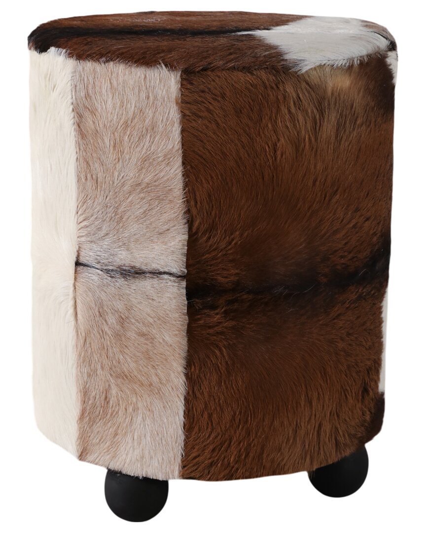 Sagebrook Home 20x16 Hair On Hide Ottoman With Ball Feet In Brown