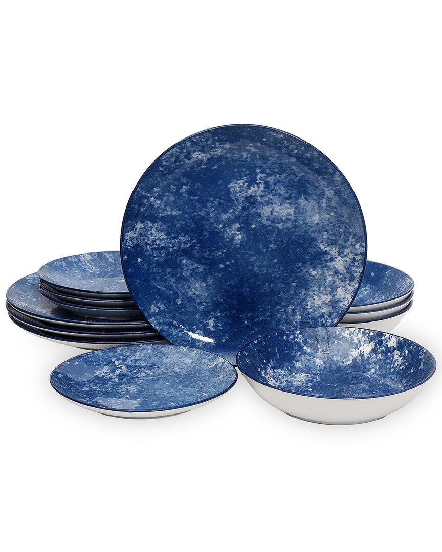 Godinger Wingate Blue Porcelain 12pc Dinnerware Set In Blue