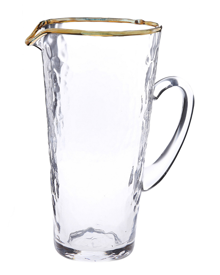 Classic Touch Pebble Glass Pitcher With Gold Rim With Handle