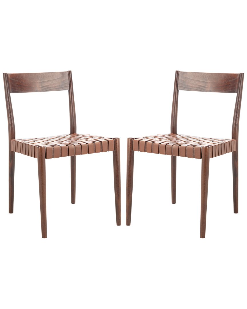 Safavieh Set Of 2 Eluned Leather Dining Chairs