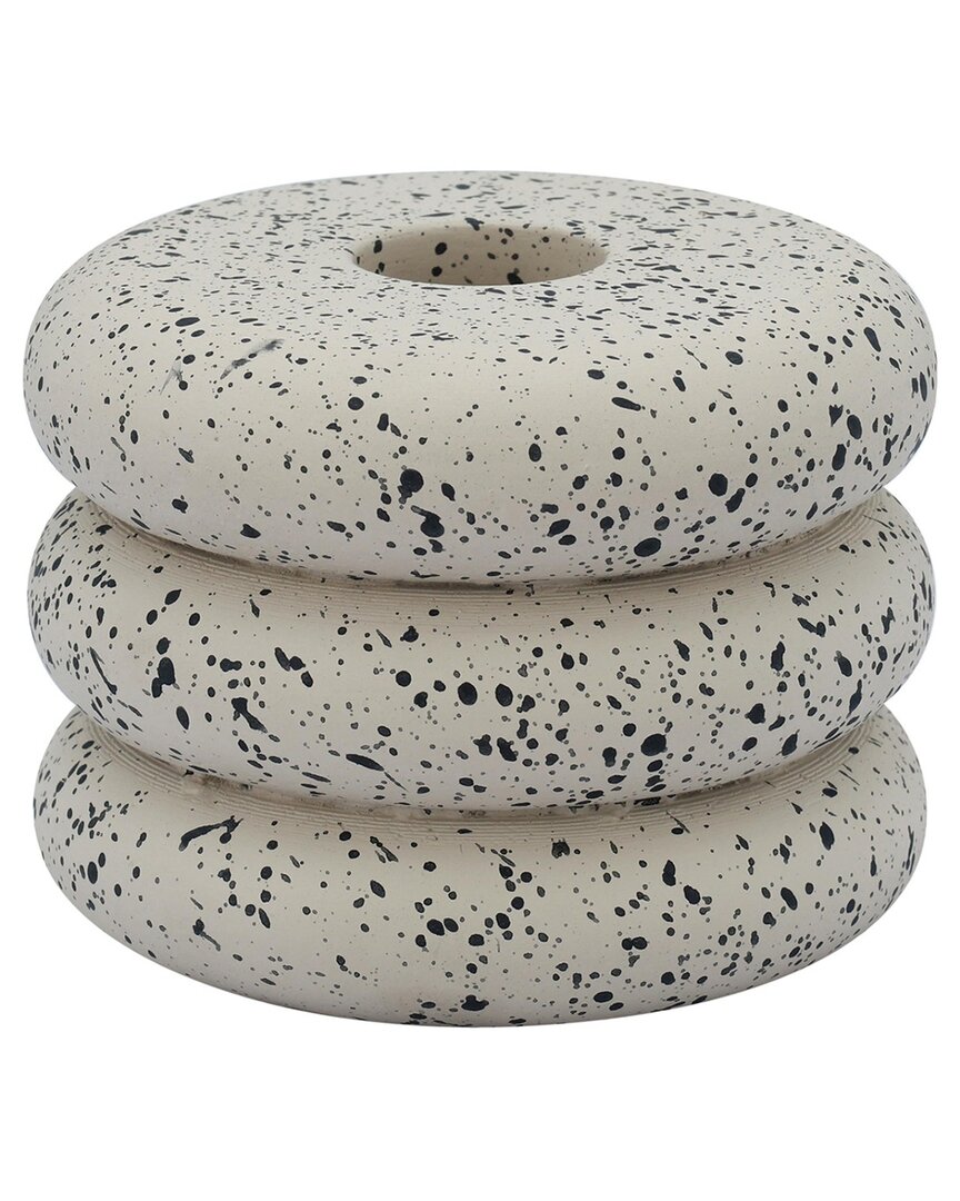 Tov Furniture Gabby Speckled Stacked Candleholder In Cream