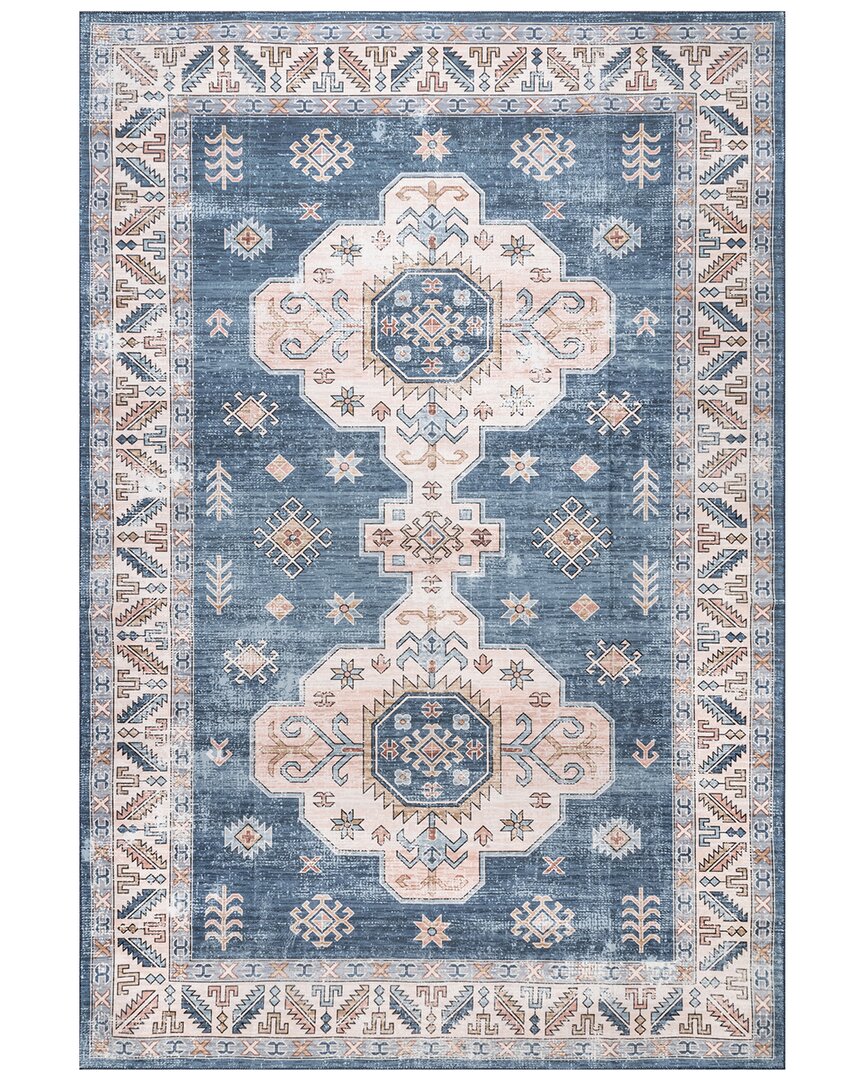Nuloom Norma Machine Washable Traditional Medallion Area Rug In Blue