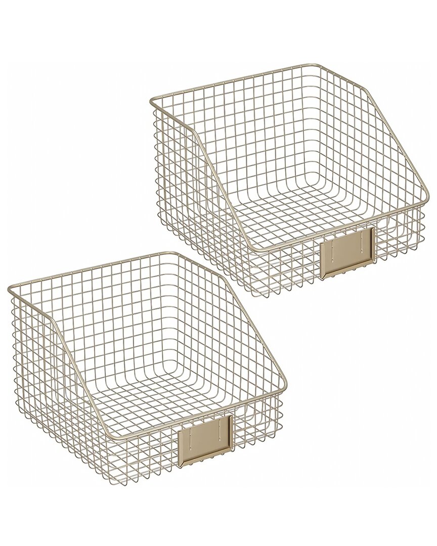M DESIGN M DESIGN SET OF 4 METAL SLANTED DURABLE BASKETS WITH TAG HOLDER 